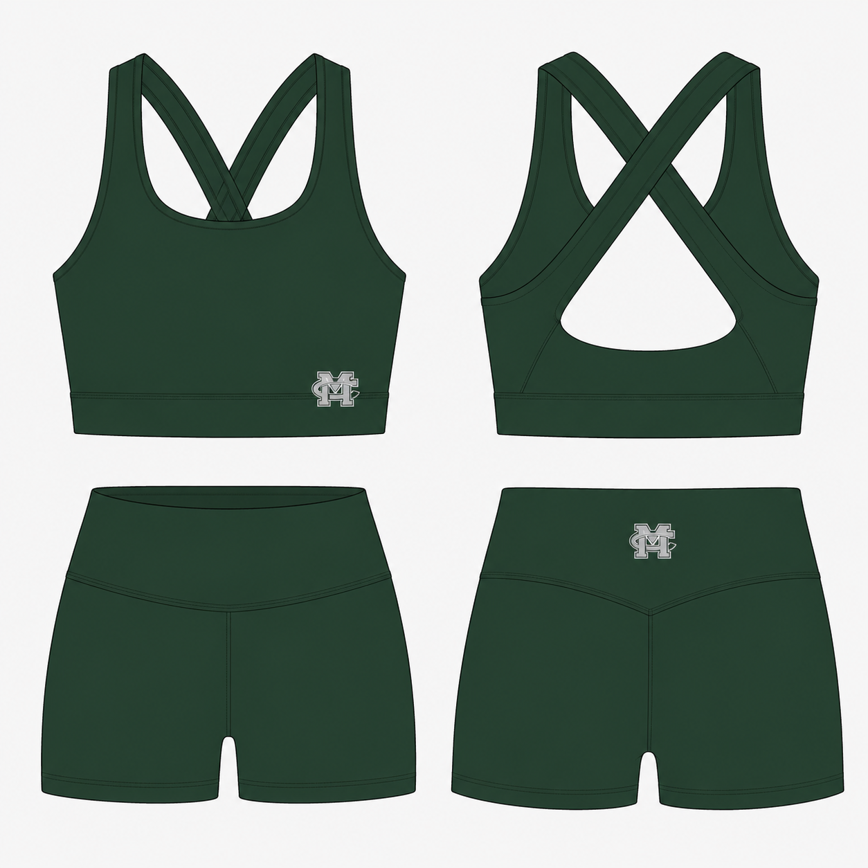 PREORDER - Est Delivery July -  Green Bike Short/Bra Combo
